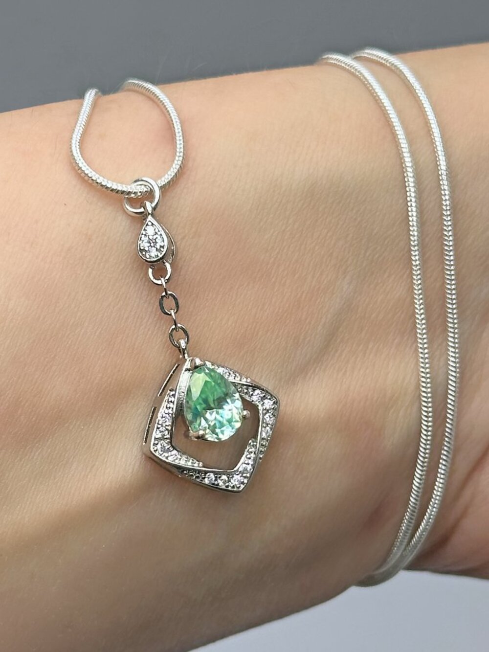 Lovely Sea Green Diamond Necklace